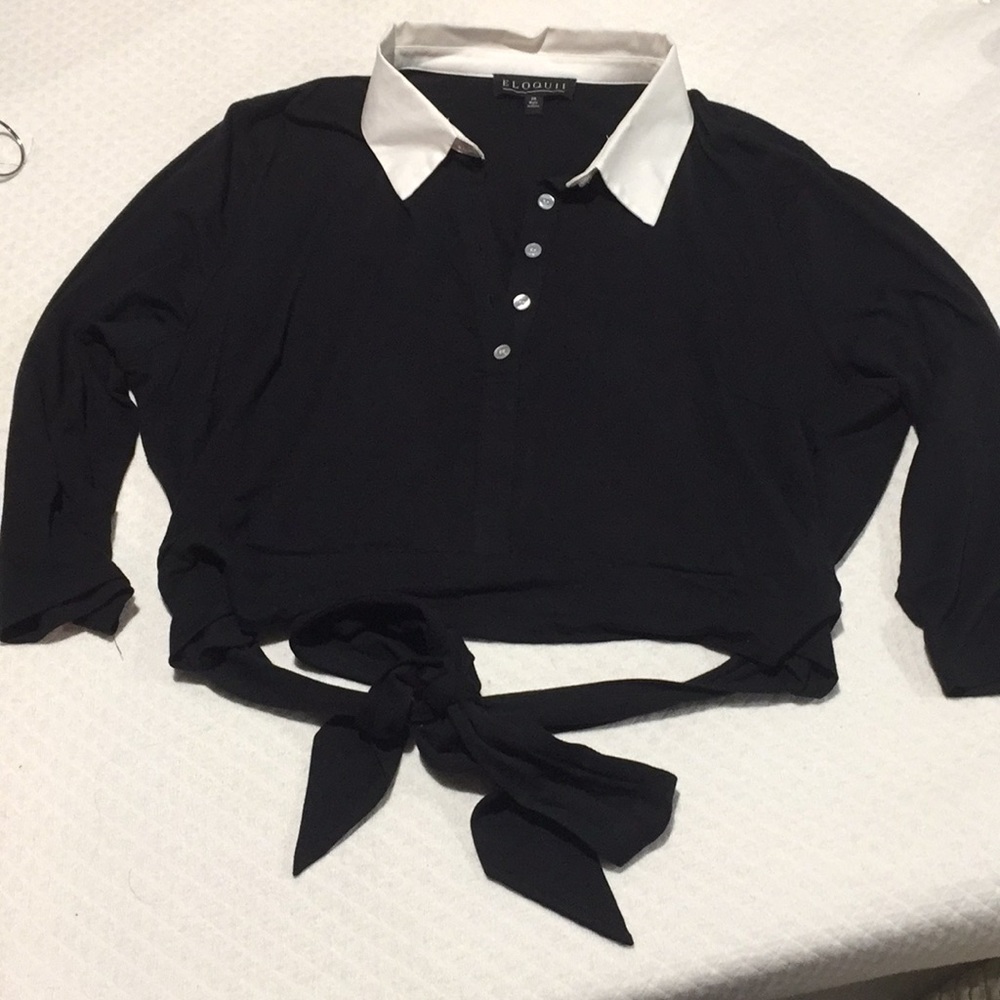 Eloquii size 20 crop top with waist tie/wrap black
